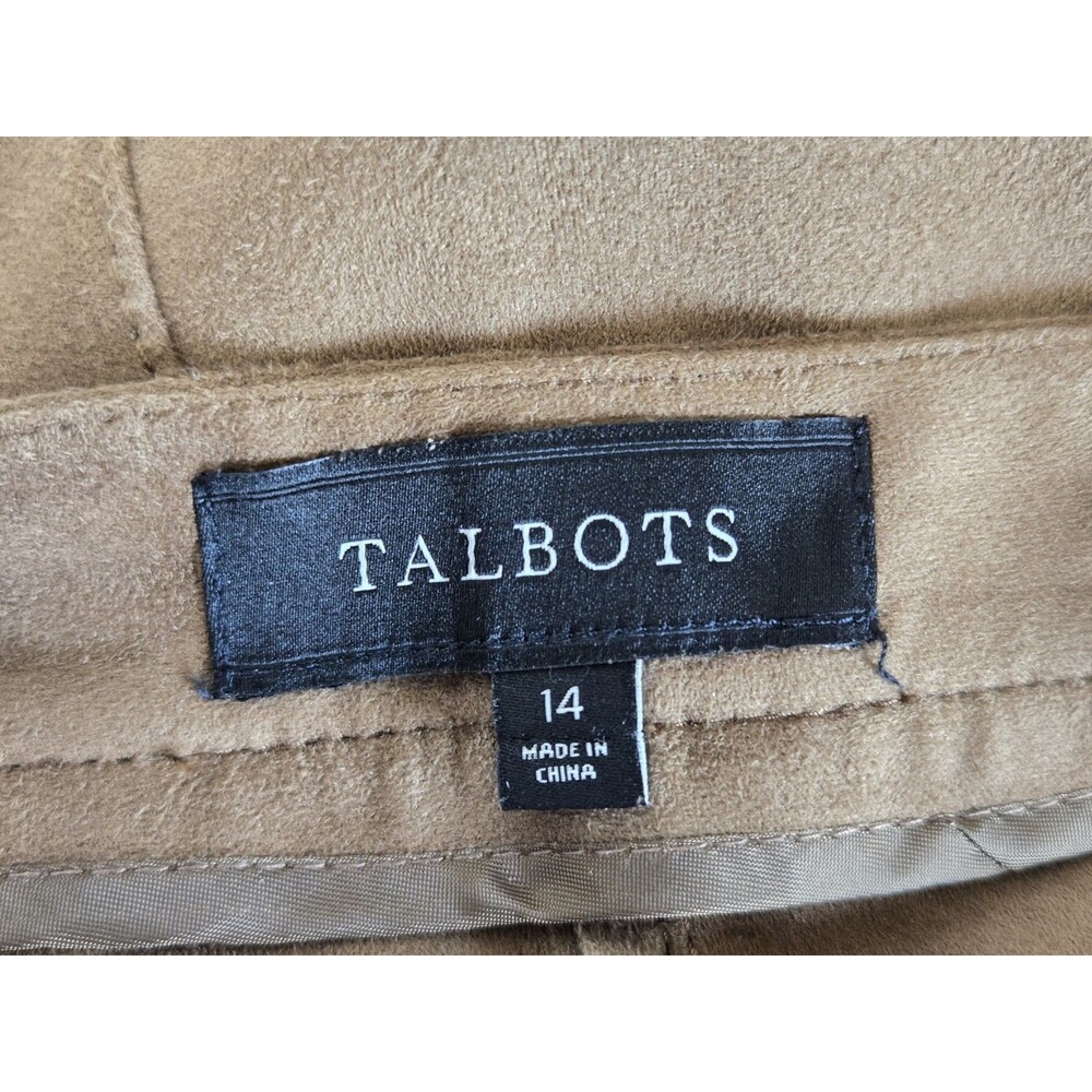 Talbots Pants Womens 14 Brown Stretch Velour Velvet Trousers Casual Office - Picture 3 of 8